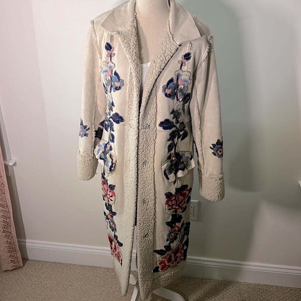 Johnny Was Swergi Sherpa Coat Light Beige Gem